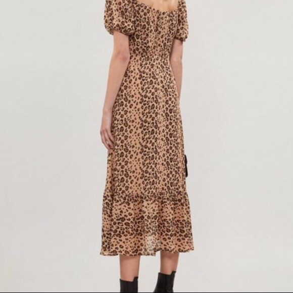 Reformation Hannah Leopard Feline Midi Dress 0 NWT - Picture 3 of 4